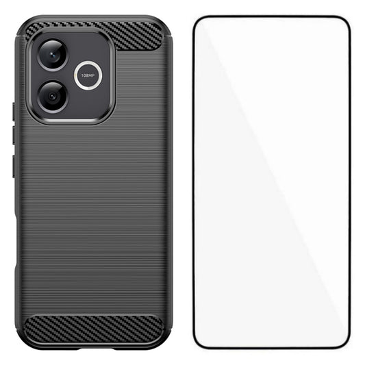 Honor 600 Lite 5G Handyhülle – WANLONFENG mit Displayschutzfolie der LS-Serie, großes Linsenloch, gebürstete Textur, TPU