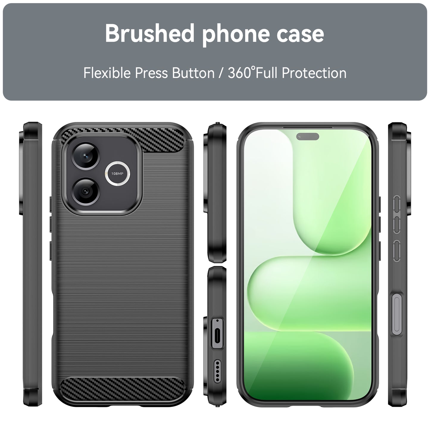 WANLONFENG for Honor 600 Lite 5G Case with Screen Film  LS Series Big Lens Hole Brushed Texture TPU Phone Cover