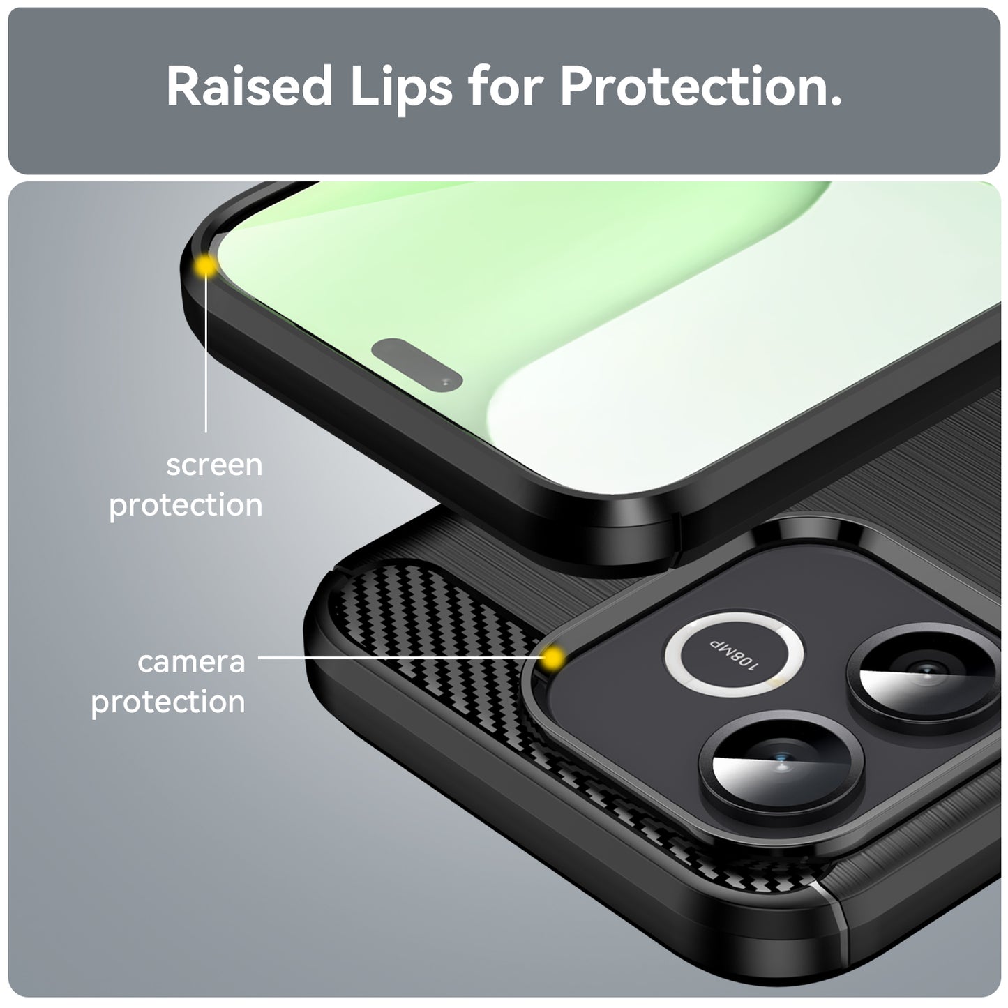 WANLONFENG for Honor 600 Lite 5G Case with Screen Film  LS Series Big Lens Hole Brushed Texture TPU Phone Cover