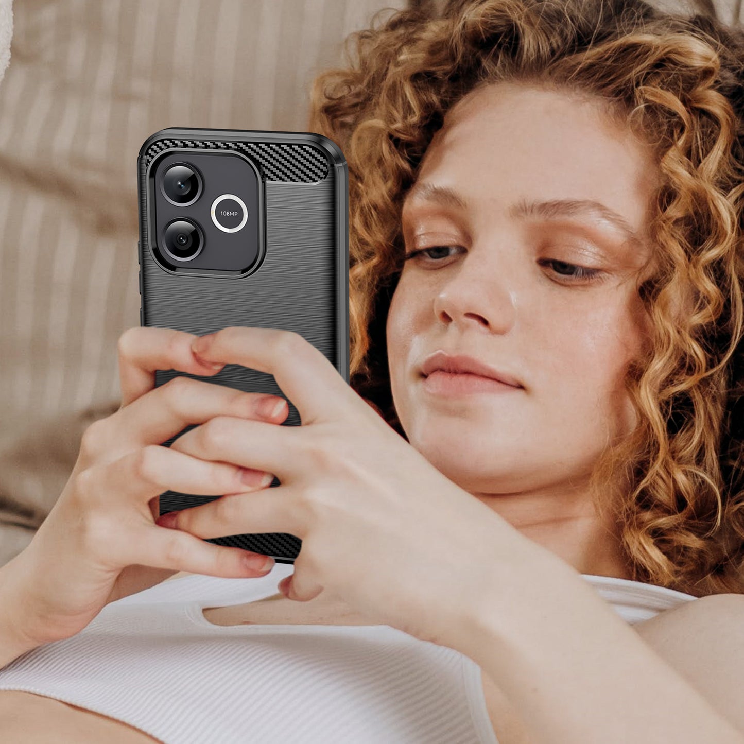 WANLONFENG for Honor 600 Lite 5G Case with Screen Film  LS Series Big Lens Hole Brushed Texture TPU Phone Cover