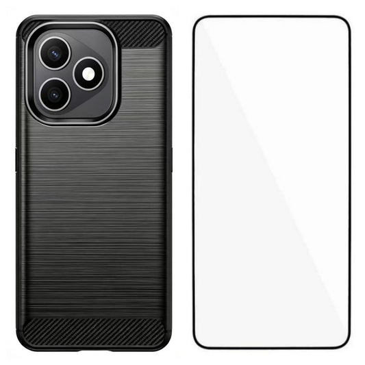 Honor X8d 4G Handyhülle – WANLONFENG mit Displayschutzfolie der LS-Serie, großes Linsenloch, gebürstete Textur, TPU