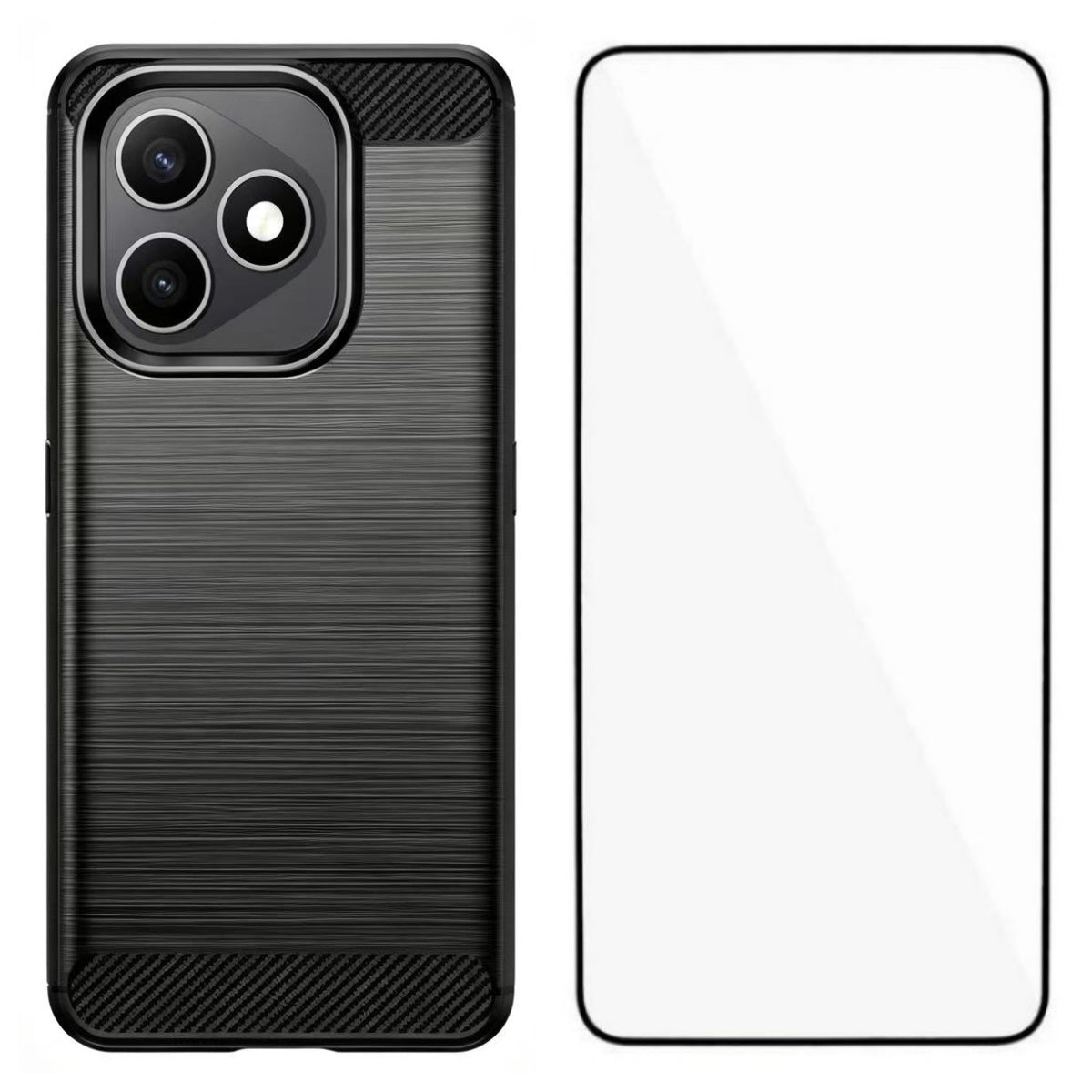 WANLONFENG for Honor X8d 4G Case with Screen Film  LS Series Big Lens Hole Brushed Texture TPU Phone Cover