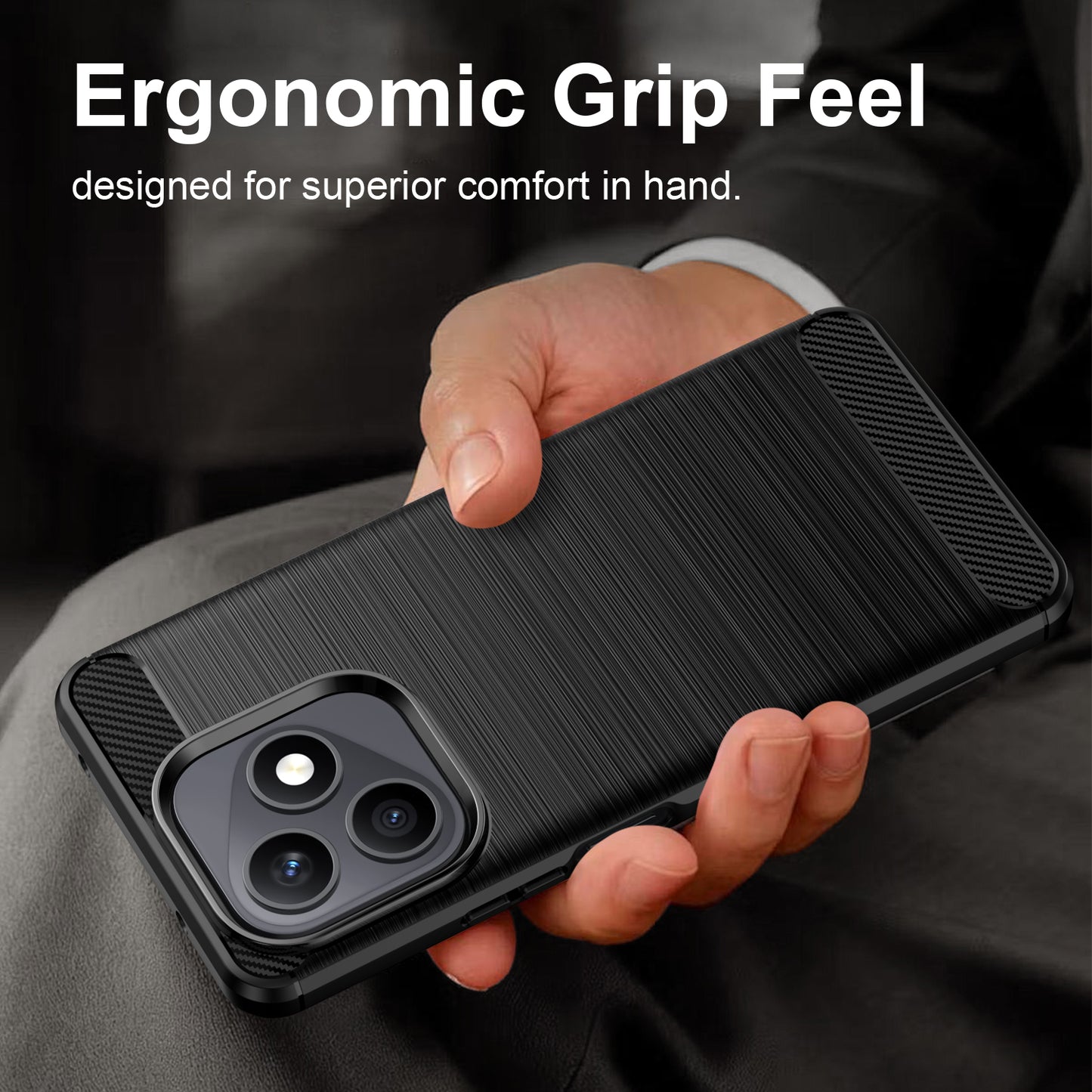 WANLONFENG for Honor X8d 4G Case with Screen Film  LS Series Big Lens Hole Brushed Texture TPU Phone Cover