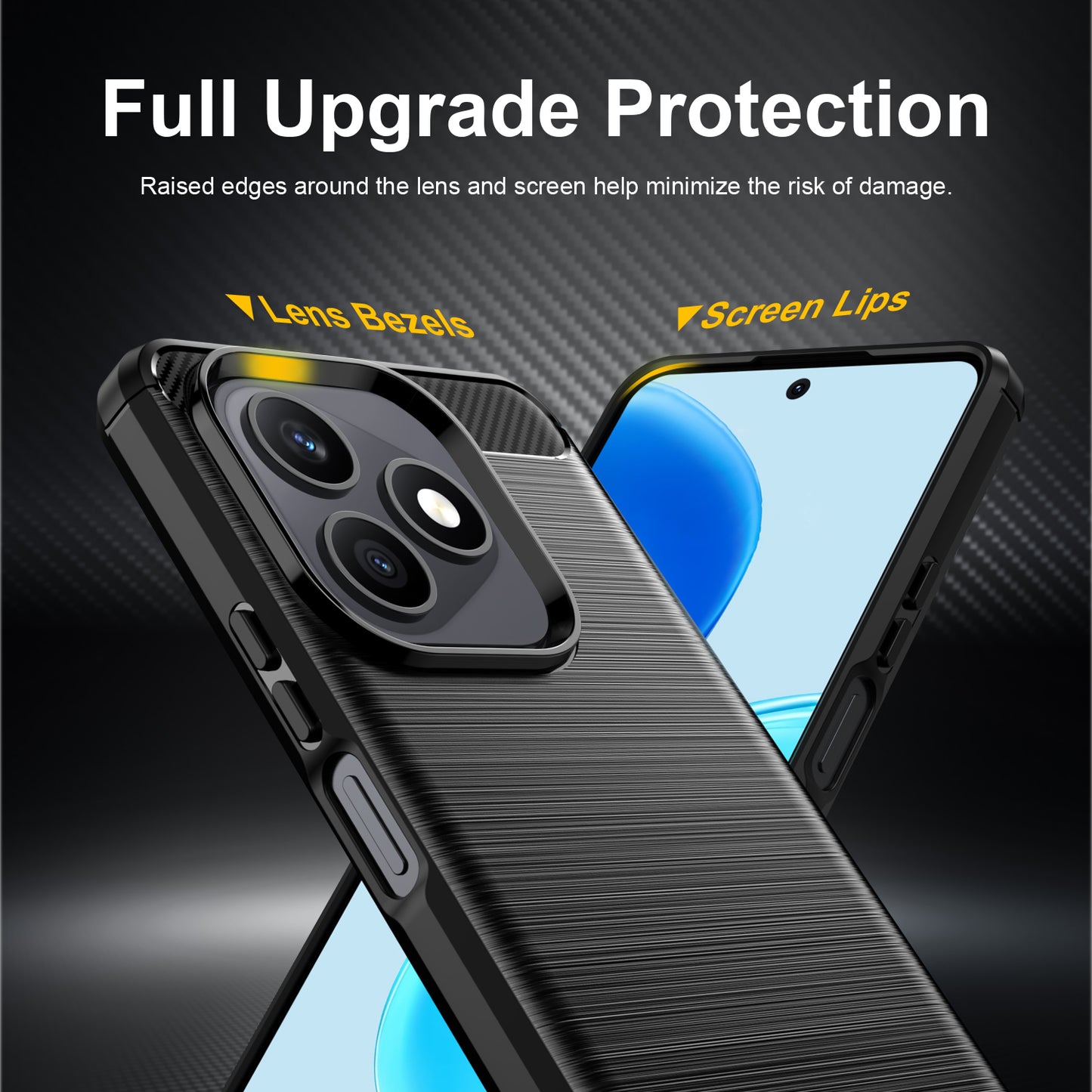 WANLONFENG for Honor X8d 4G Case with Screen Film  LS Series Big Lens Hole Brushed Texture TPU Phone Cover