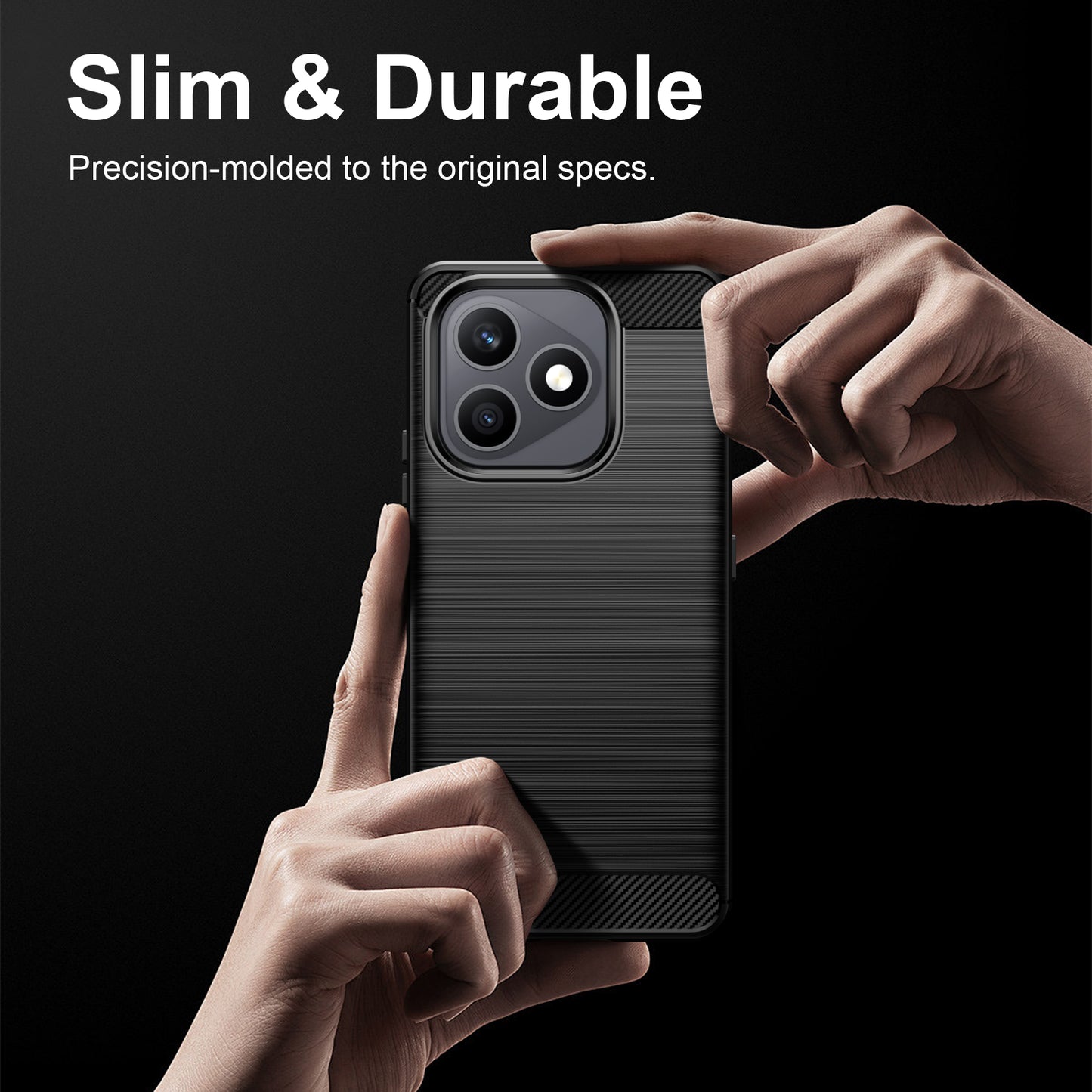 WANLONFENG for Honor X8d 4G Case with Screen Film  LS Series Big Lens Hole Brushed Texture TPU Phone Cover