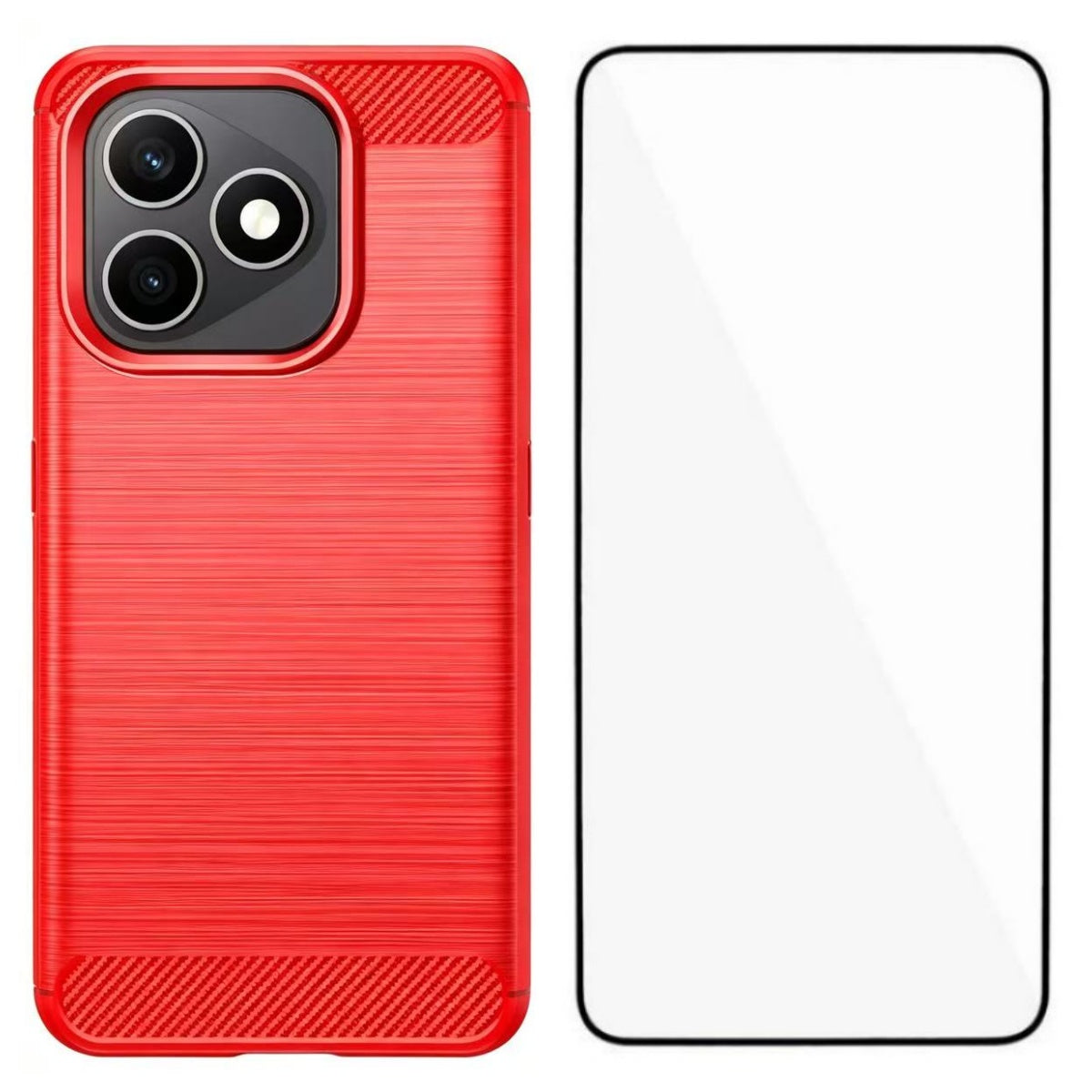 WANLONFENG for Honor X8d 4G Case with Screen Film  LS Series Big Lens Hole Brushed Texture TPU Phone Cover