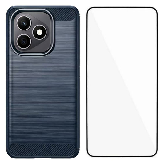 Honor X8d 4G Handyhülle – WANLONFENG mit Displayschutzfolie der LS-Serie, großes Linsenloch, gebürstete Textur, TPU