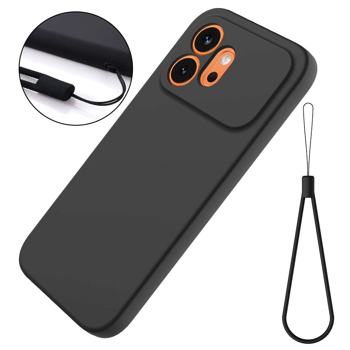 For Honor 600 5G Liquid Silicone Case Phone Back Cover with Hand Strap