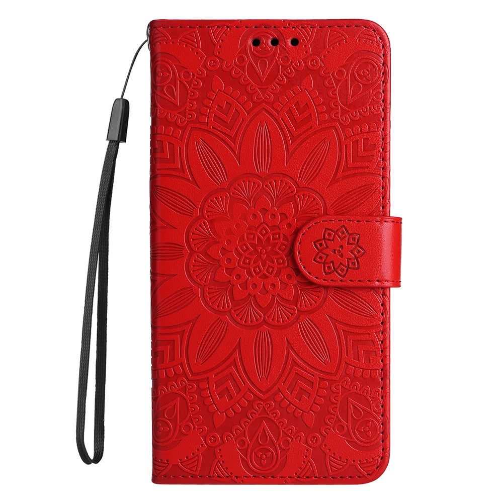 For Xiaomi Redmi Note 12 Pro+ 5G PU Leather Sunflower Imprinted Phone Case Magnetic Closure Hands-free Stand Flip Cover with Wrist Strap