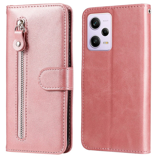 Xiaomi Redmi Note 12 Pro+ 5G Handyhülle – Phone Stand Case PU-Leder mit Reißverschlusstasche und Flip- aus Kalbsleder