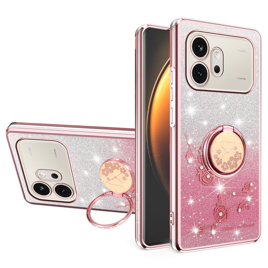 Honor 600 5G Handyhülle – KADEM Ring Ständer TPU Blumen Farbverlauf Glitzer