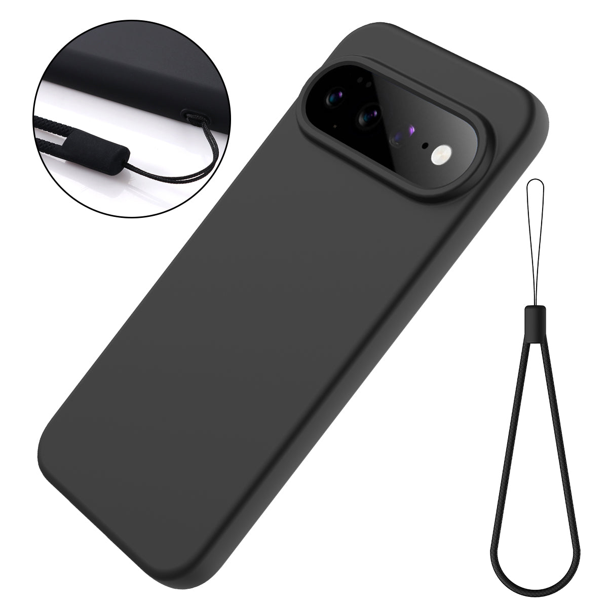 For Google Pixel 11 Pro XL Liquid Silicone Case Phone Back Cover with Hand Strap