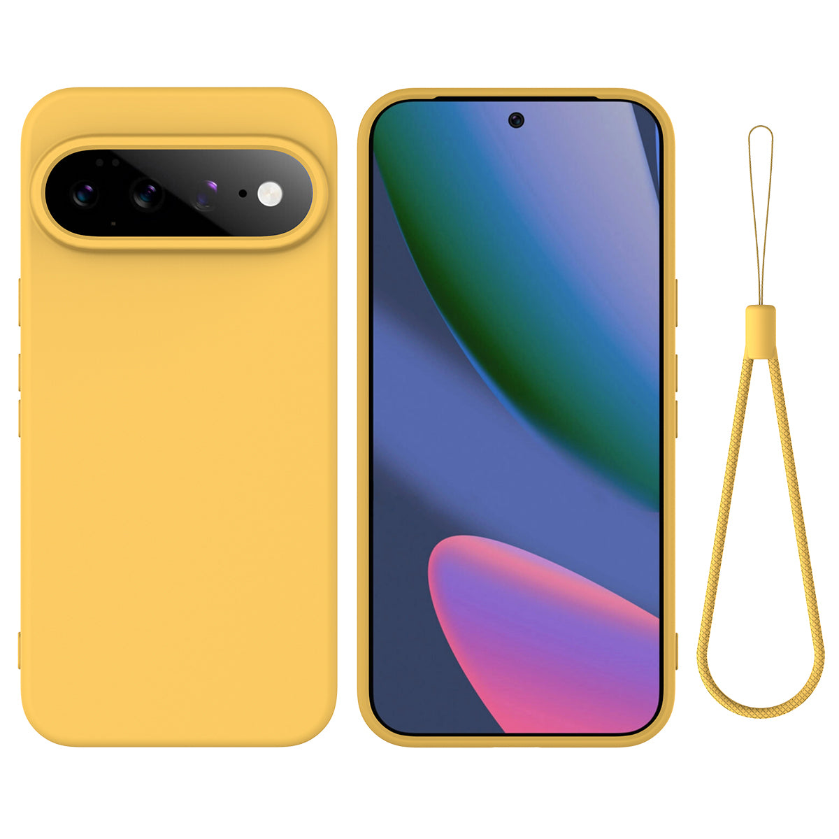 For Google Pixel 11 Pro XL Liquid Silicone Case Phone Back Cover with Hand Strap