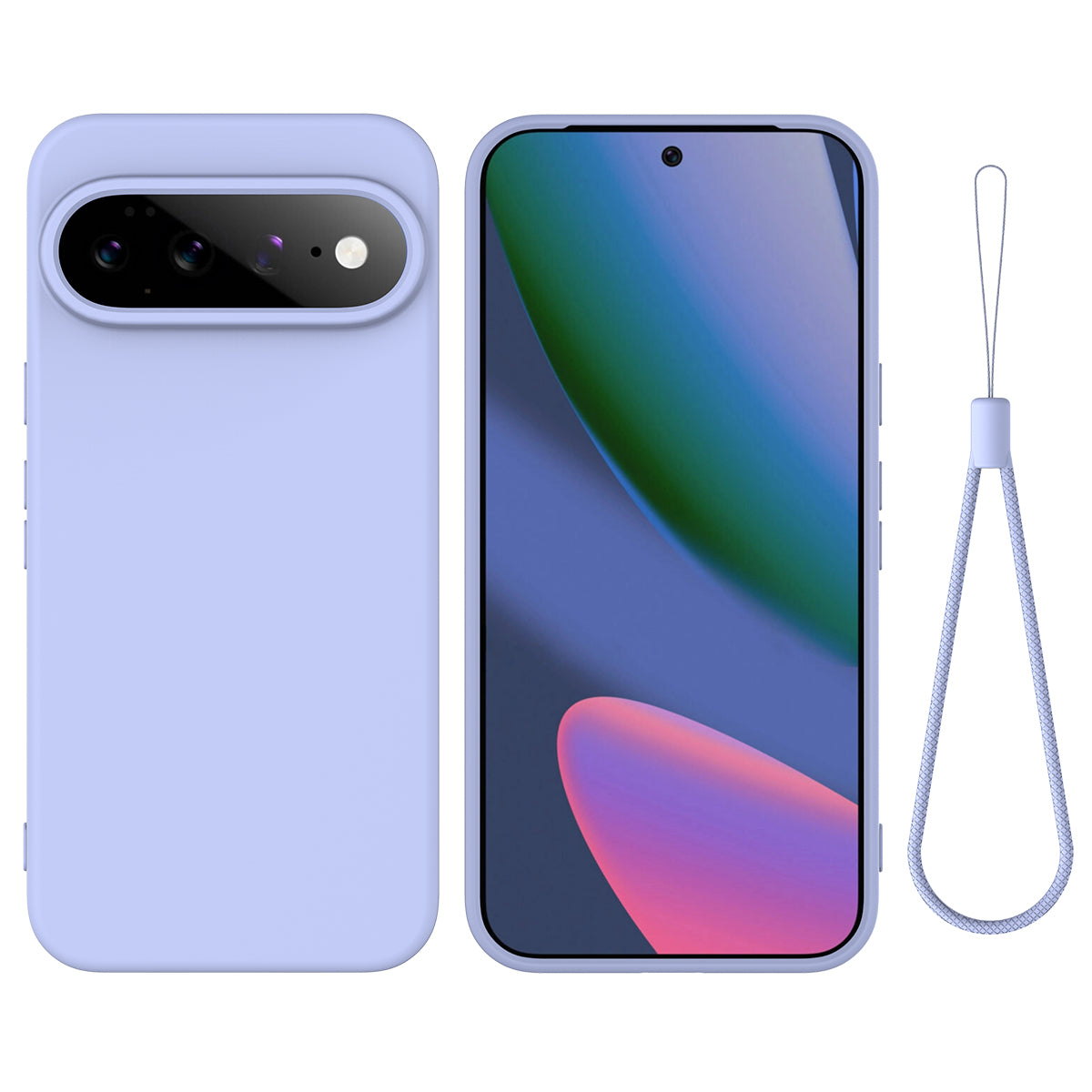 For Google Pixel 11 Liquid Silicone Case Phone Back Cover with Hand Strap