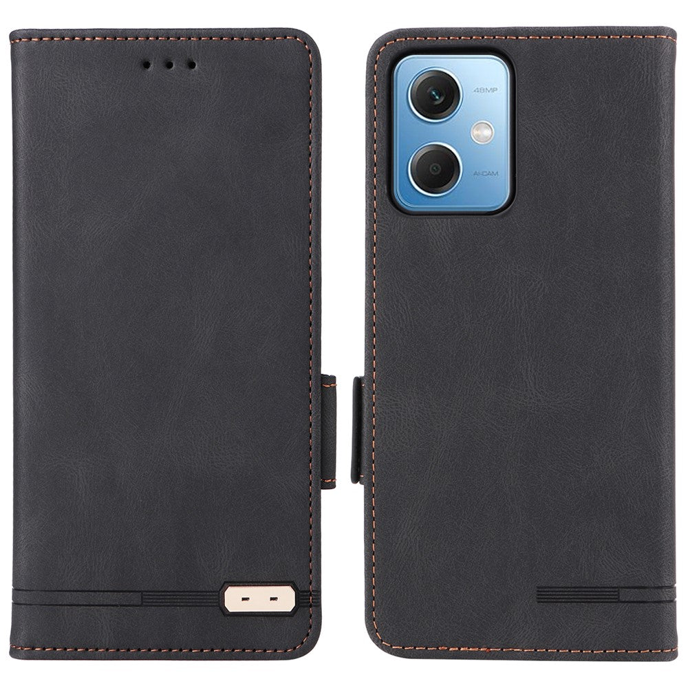 Hardware Decor Phone Case for Xiaomi Redmi Note 12 5G (Global) / (India) / (China) / Poco X5 5G , Dual Magnetic Clasp PU Leather Anti-drop Wallet Stand Phone Cover