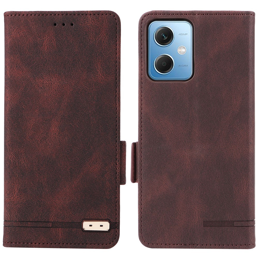 Hardware Decor Phone Case for Xiaomi Redmi Note 12 5G (Global) / (India) / (China) / Poco X5 5G , Dual Magnetic Clasp PU Leather Anti-drop Wallet Stand Phone Cover