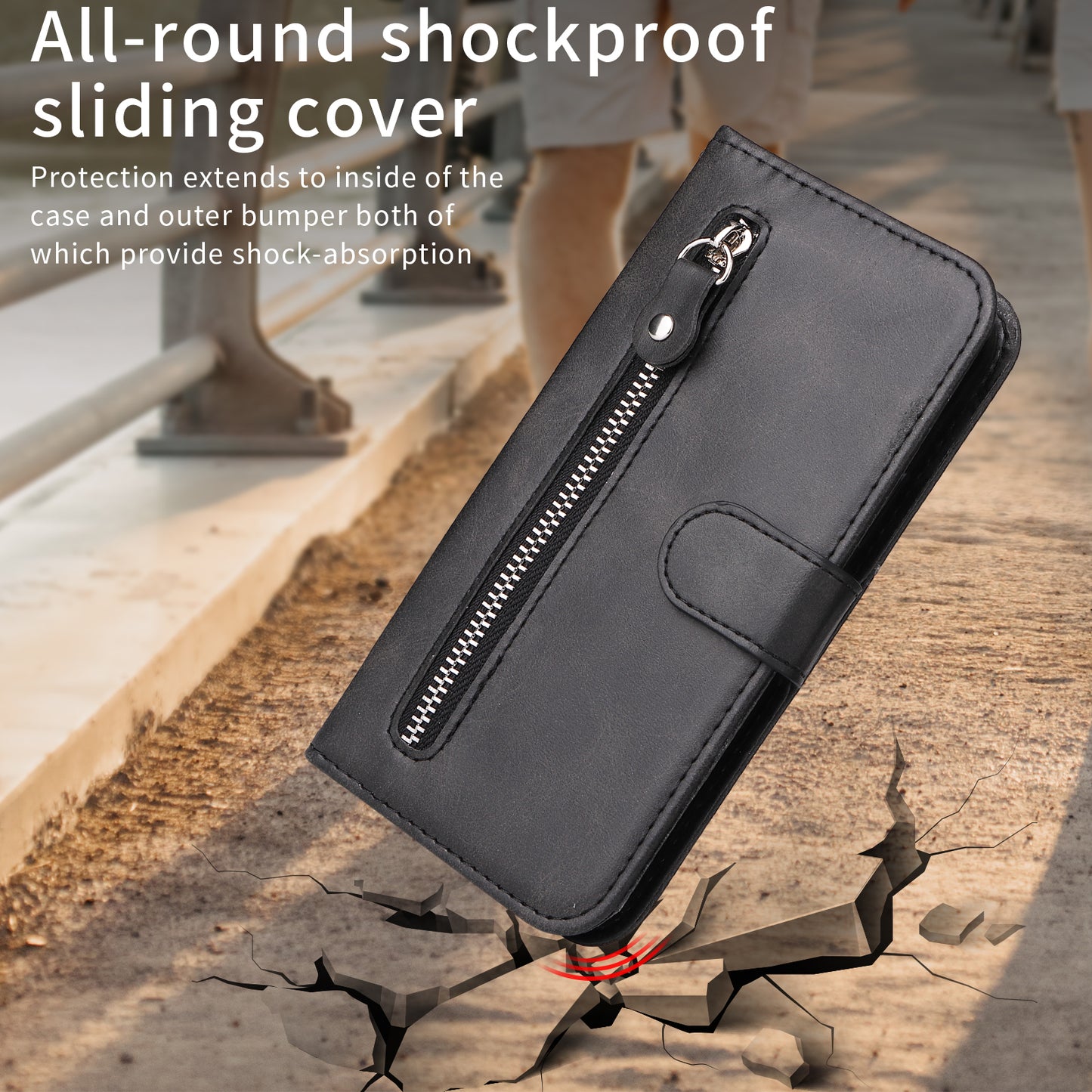 For Xiaomi 17T PU Leather Cases with Zipper Pocket Wallet Phone Cover Stand