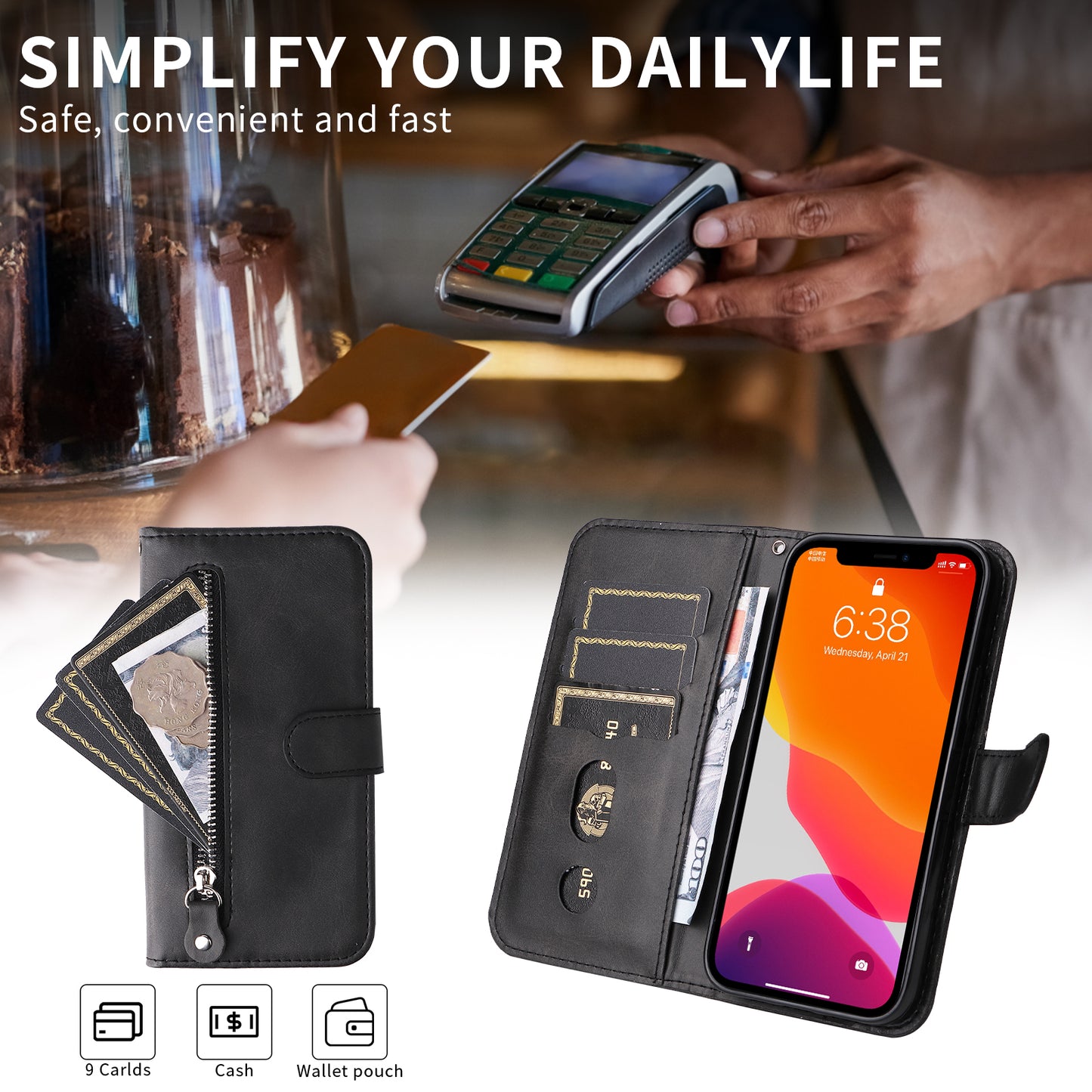 For Xiaomi 17T Pro PU Leather Cases with Zipper Pocket Wallet Phone Cover Stand