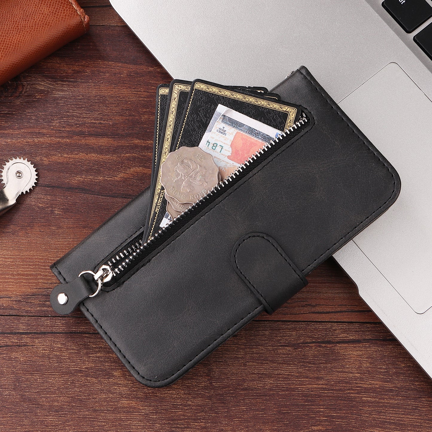 For Xiaomi 17T Pro PU Leather Cases with Zipper Pocket Wallet Phone Cover Stand