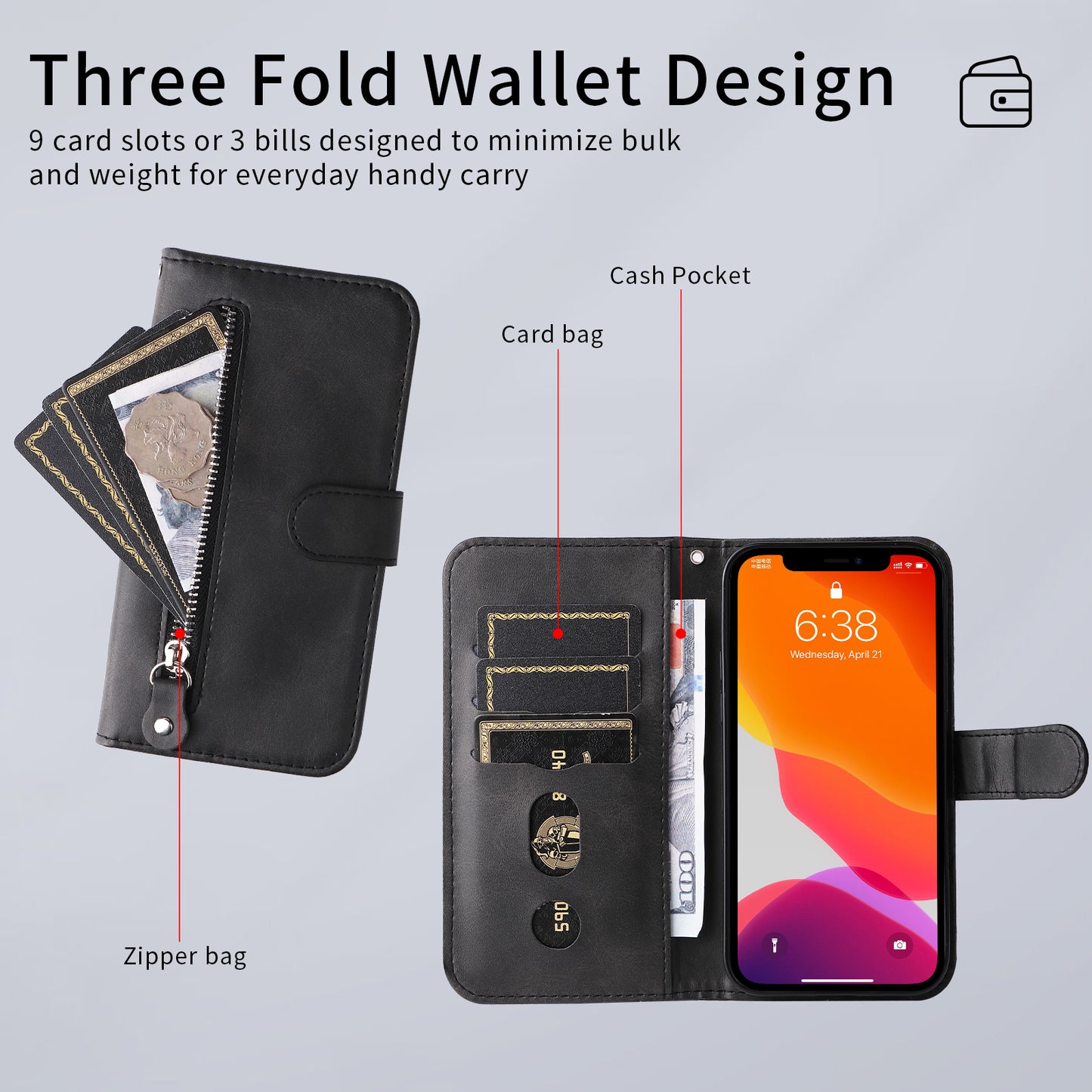 For Xiaomi 17T Pro PU Leather Cases with Zipper Pocket Wallet Phone Cover Stand