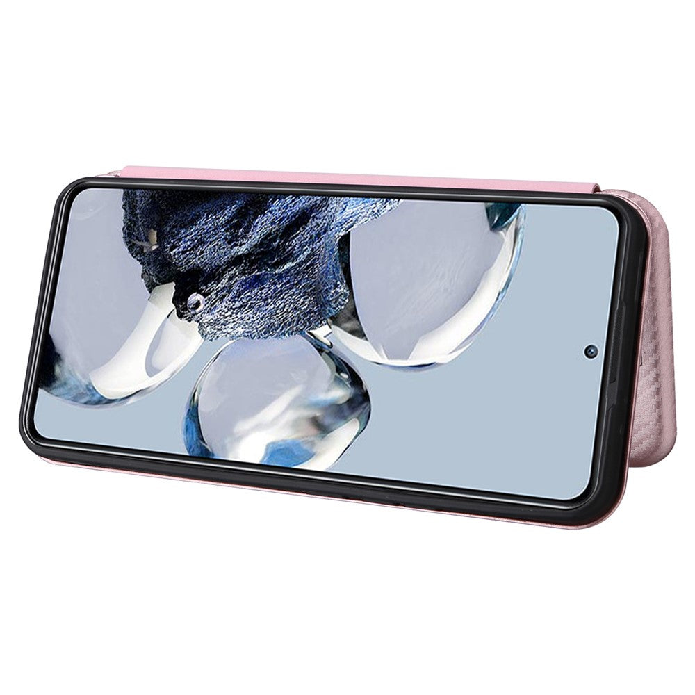 For Xiaomi 12T Pro 5G Shockproof PU Leather Phone Case Card Slot Stand Carbon Fiber Texture Magnetic Absorption Flip Cover
