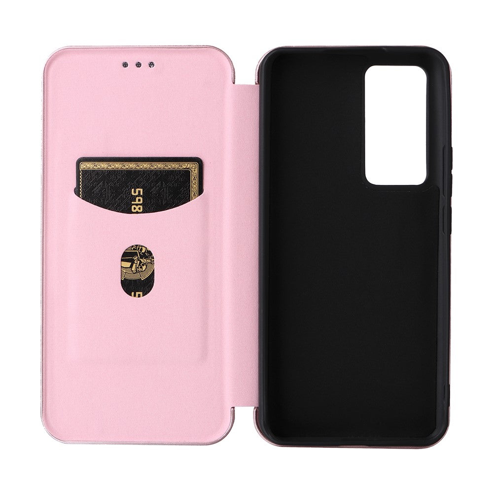 For Xiaomi 12T Pro 5G Shockproof PU Leather Phone Case Card Slot Stand Carbon Fiber Texture Magnetic Absorption Flip Cover