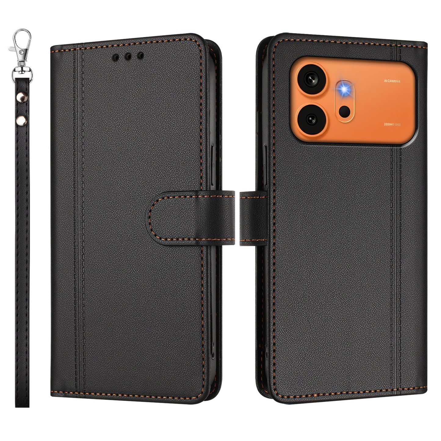 For Honor 600 Pro 5G / Honor 600 5G Case 9 Card Slots PU Leather Flip Wallet Phone Cover with Hand Strap