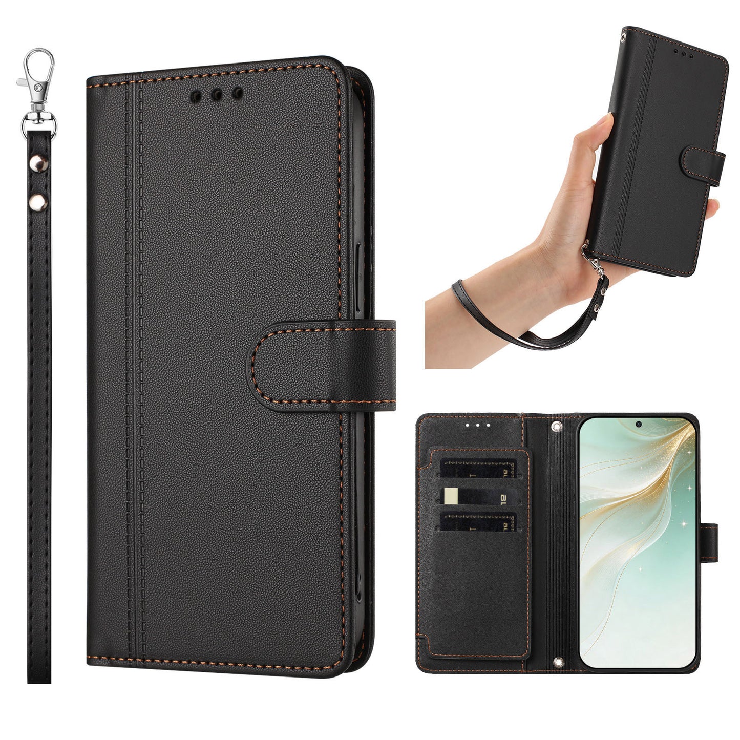 For Honor 600 Pro 5G / Honor 600 5G Case 9 Card Slots PU Leather Flip Wallet Phone Cover with Hand Strap