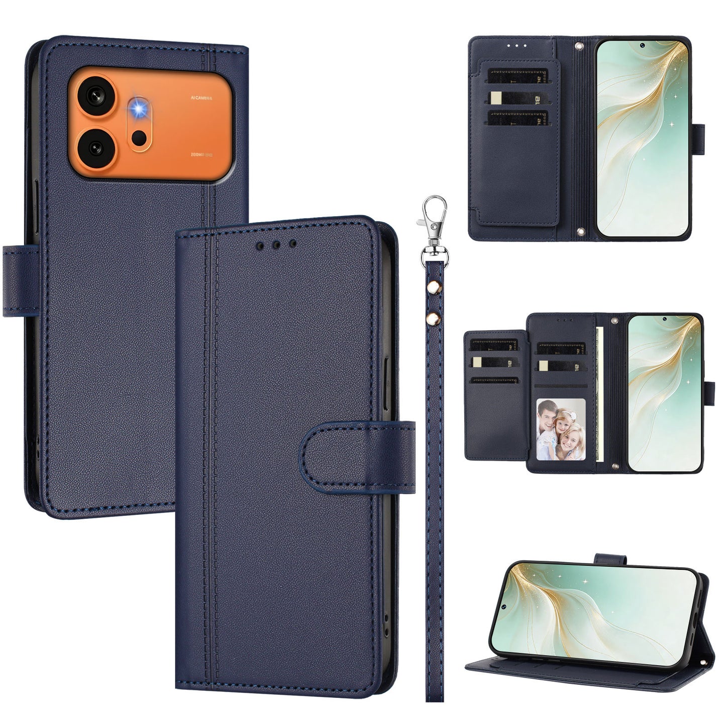 For Honor 600 Pro 5G / Honor 600 5G Case 9 Card Slots PU Leather Flip Wallet Phone Cover with Hand Strap