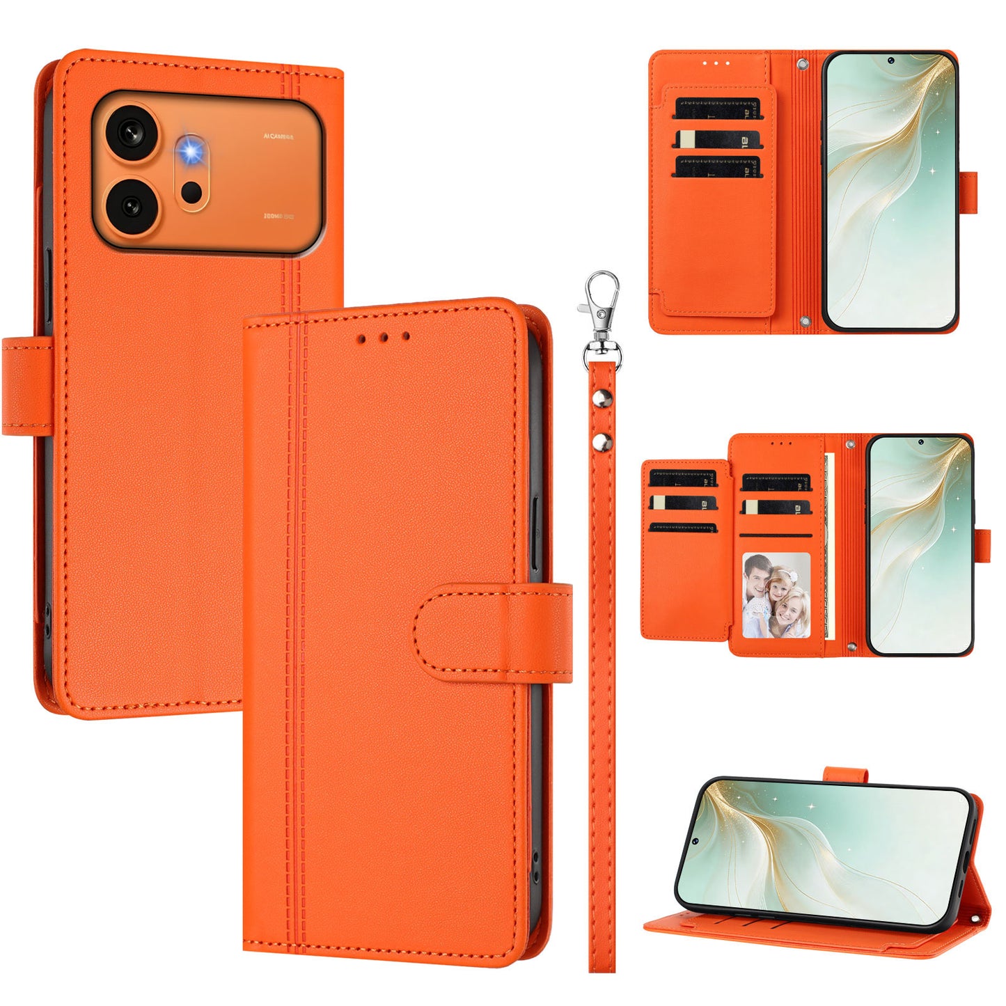 For Honor 600 Pro 5G / Honor 600 5G Case 9 Card Slots PU Leather Flip Wallet Phone Cover with Hand Strap