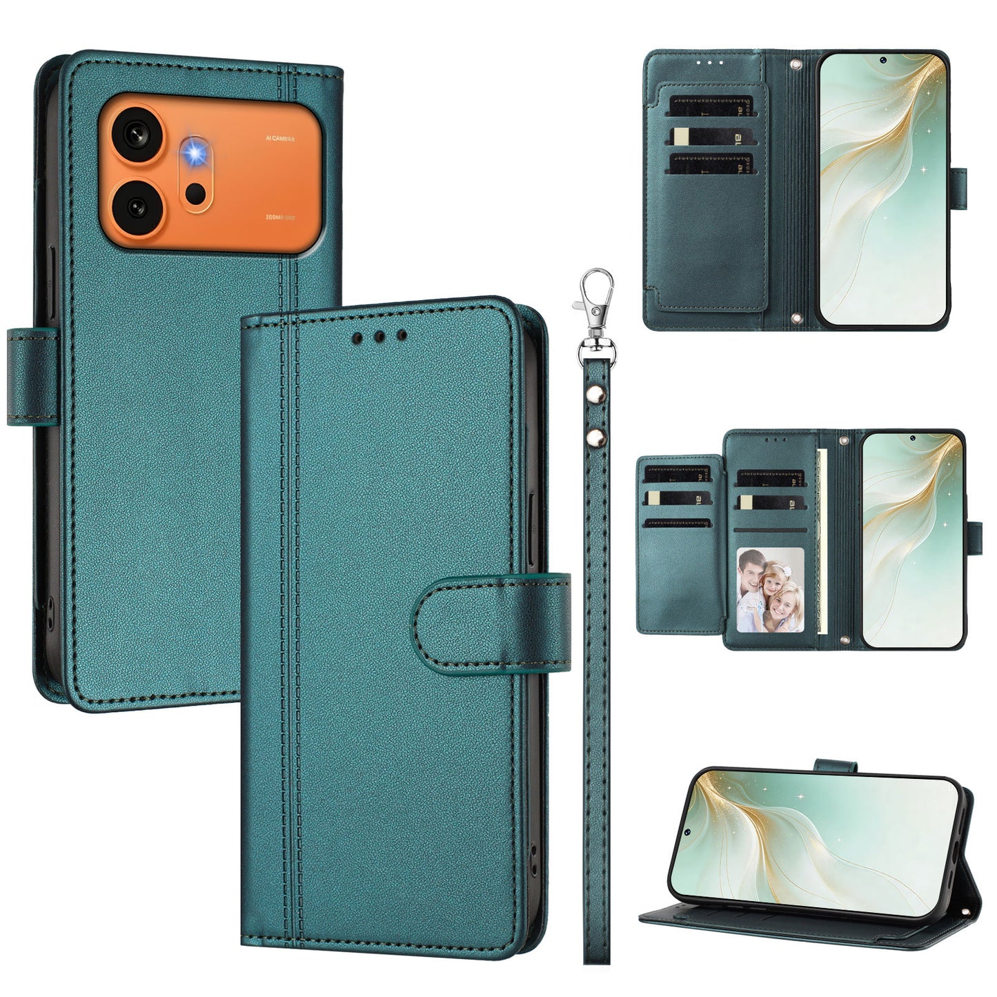 For Honor 600 Pro 5G / Honor 600 5G Case 9 Card Slots PU Leather Flip Wallet Phone Cover with Hand Strap