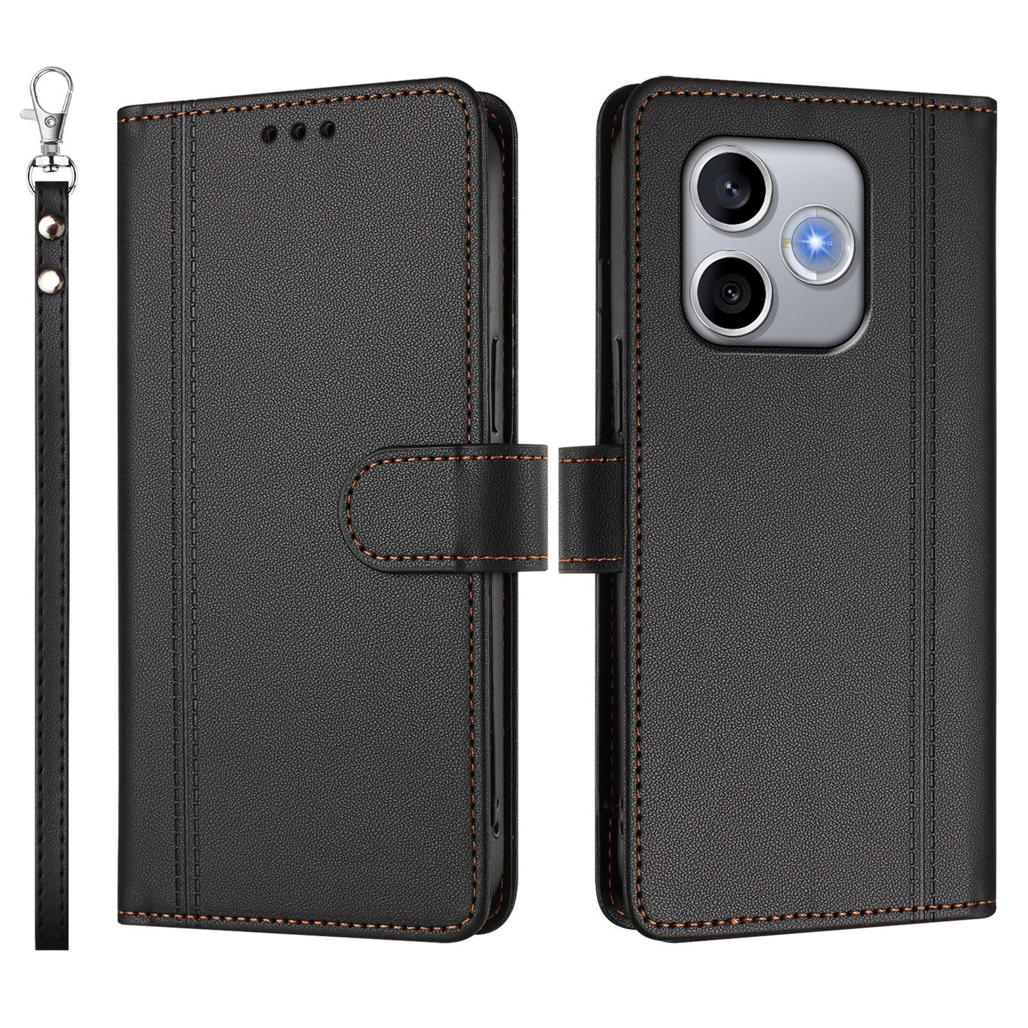 For Honor 600 Lite 5G Case 9 Card Slots PU Leather Flip Wallet Phone Cover with Hand Strap