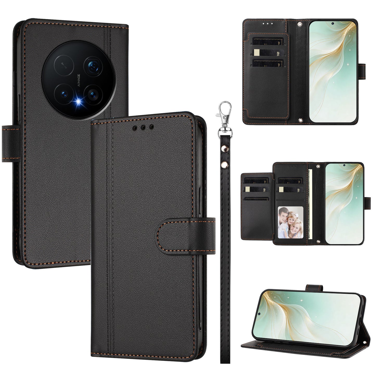For Honor Magic8 Pro 5G Case 9 Card Slots PU Leather Flip Wallet Phone Cover with Hand Strap