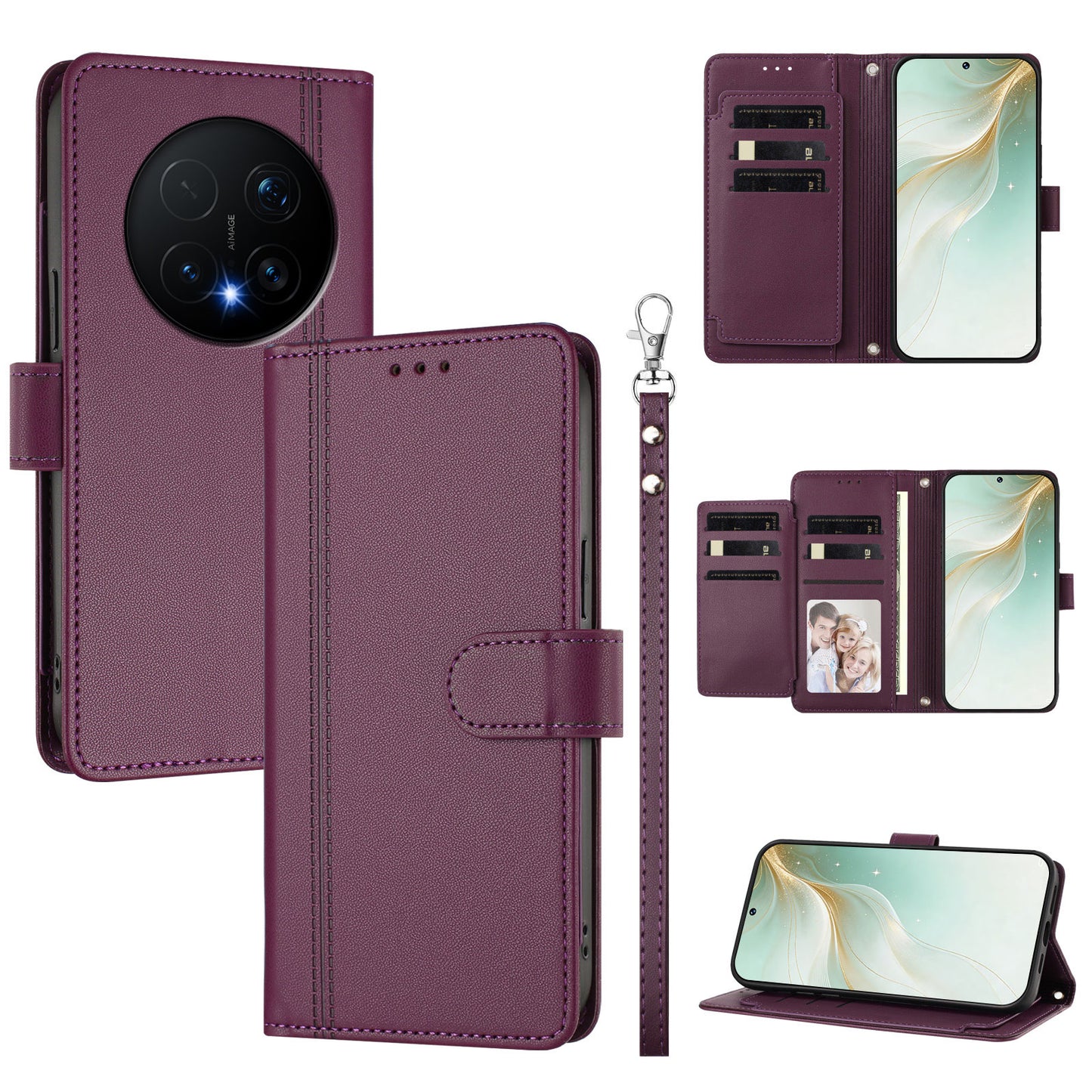 For Honor Magic8 Pro 5G Case 9 Card Slots PU Leather Flip Wallet Phone Cover with Hand Strap
