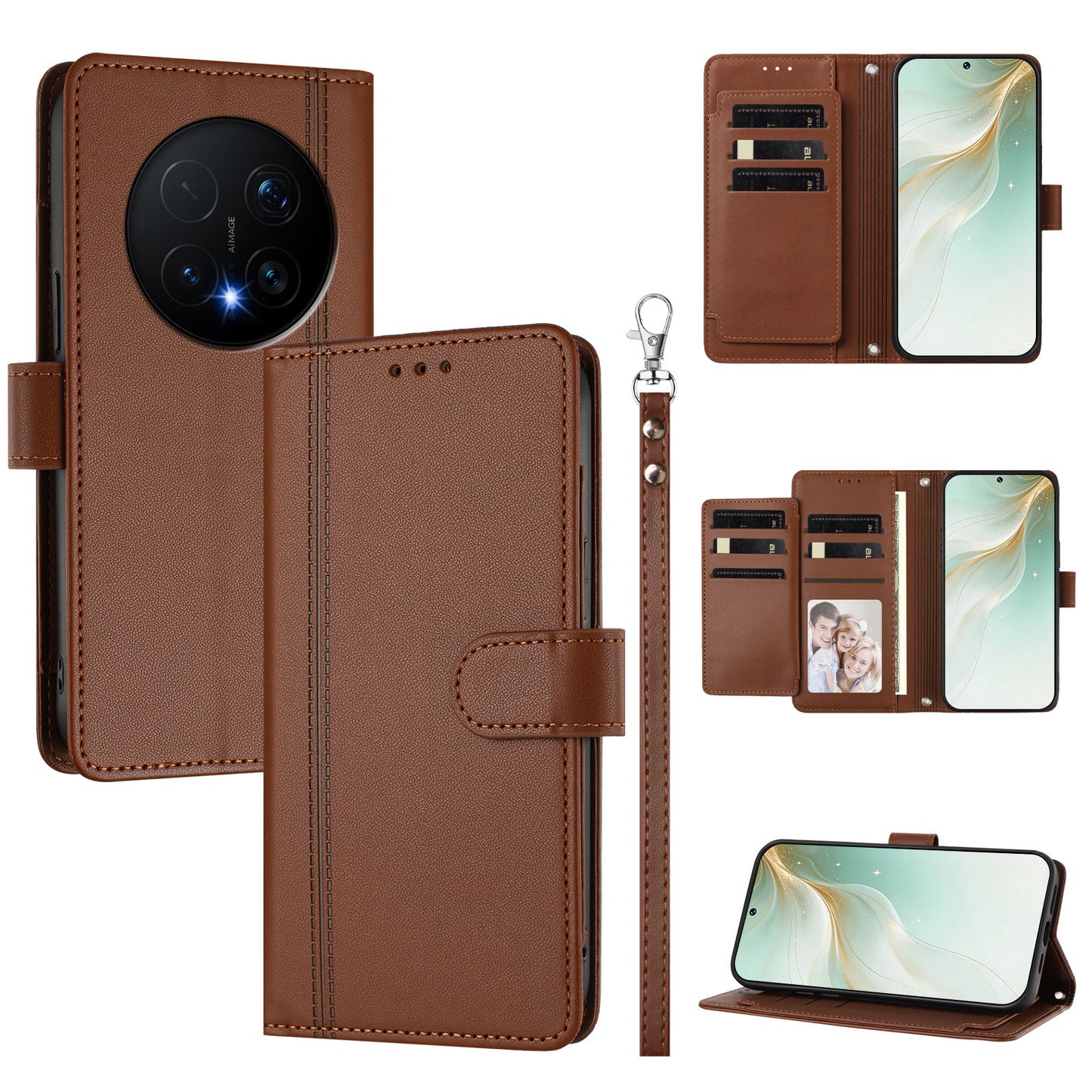For Honor Magic8 Pro 5G Case 9 Card Slots PU Leather Flip Wallet Phone Cover with Hand Strap