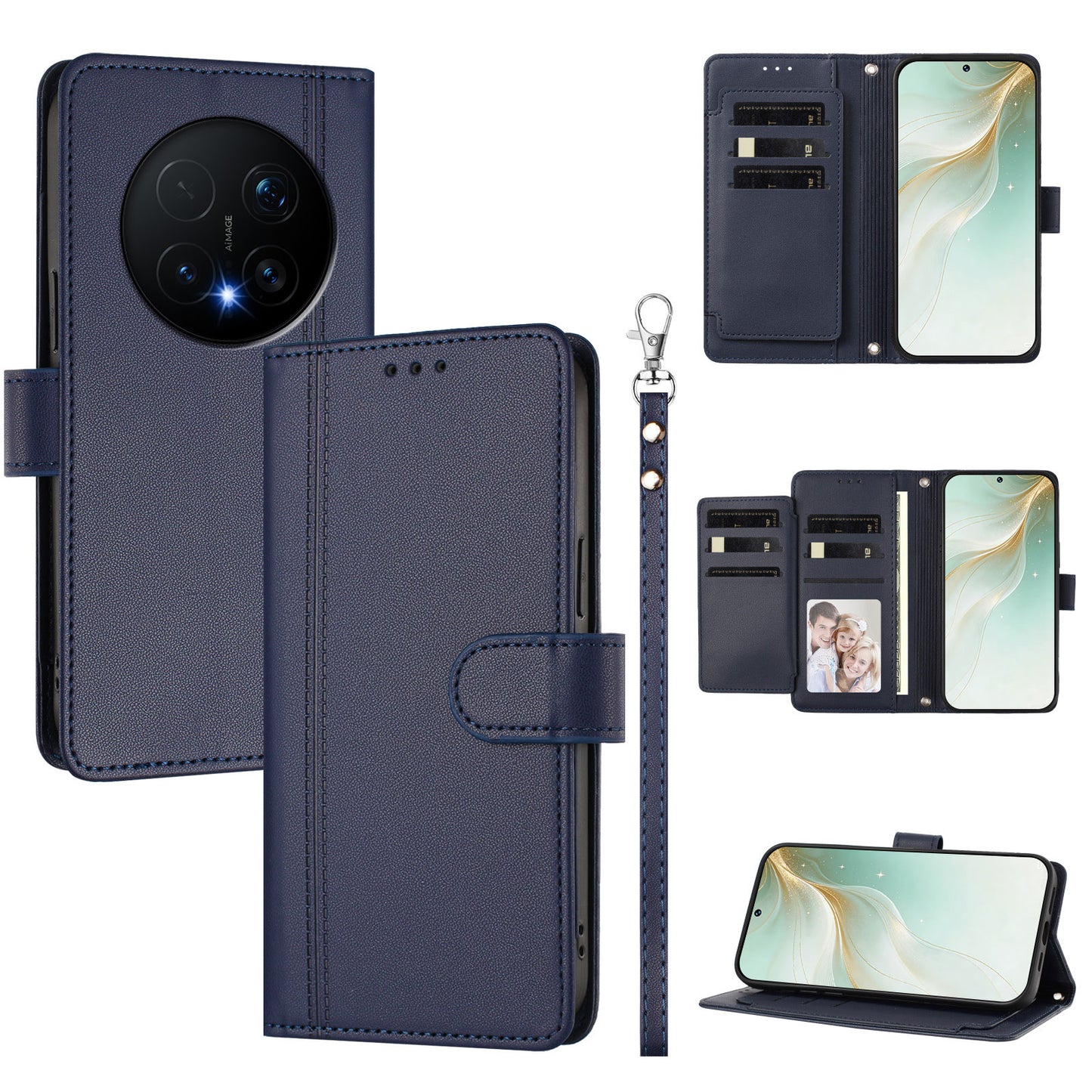 For Honor Magic8 Pro 5G Case 9 Card Slots PU Leather Flip Wallet Phone Cover with Hand Strap