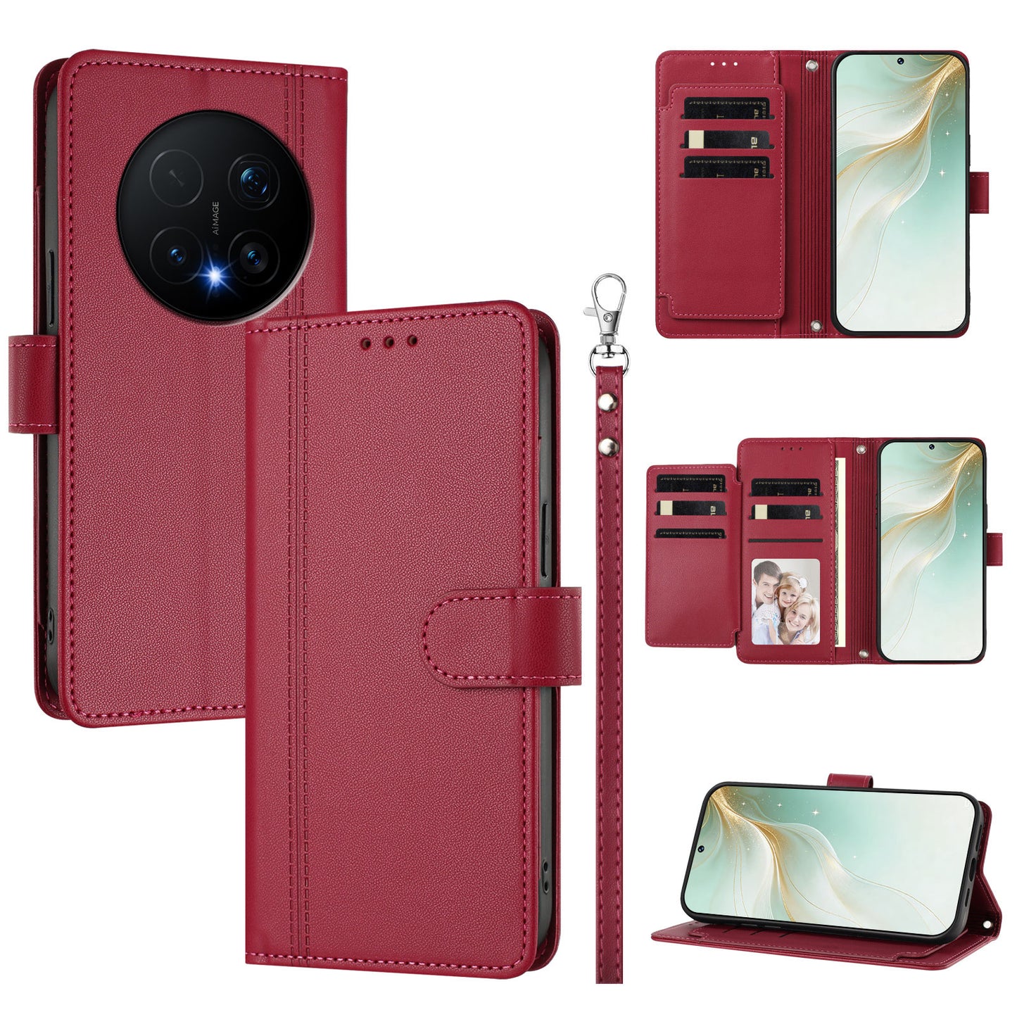 For Honor Magic8 Pro 5G Case 9 Card Slots PU Leather Flip Wallet Phone Cover with Hand Strap