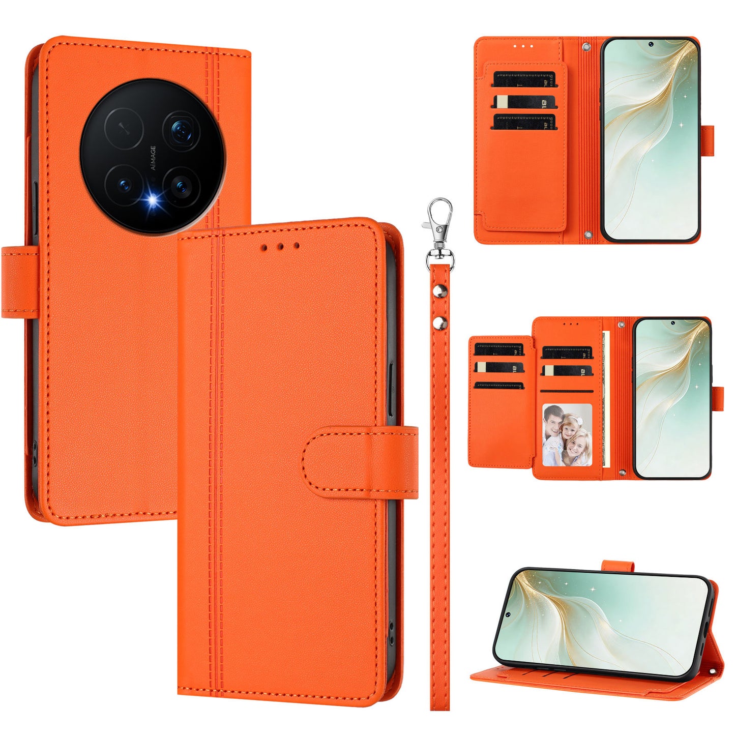 For Honor Magic8 Pro 5G Case 9 Card Slots PU Leather Flip Wallet Phone Cover with Hand Strap