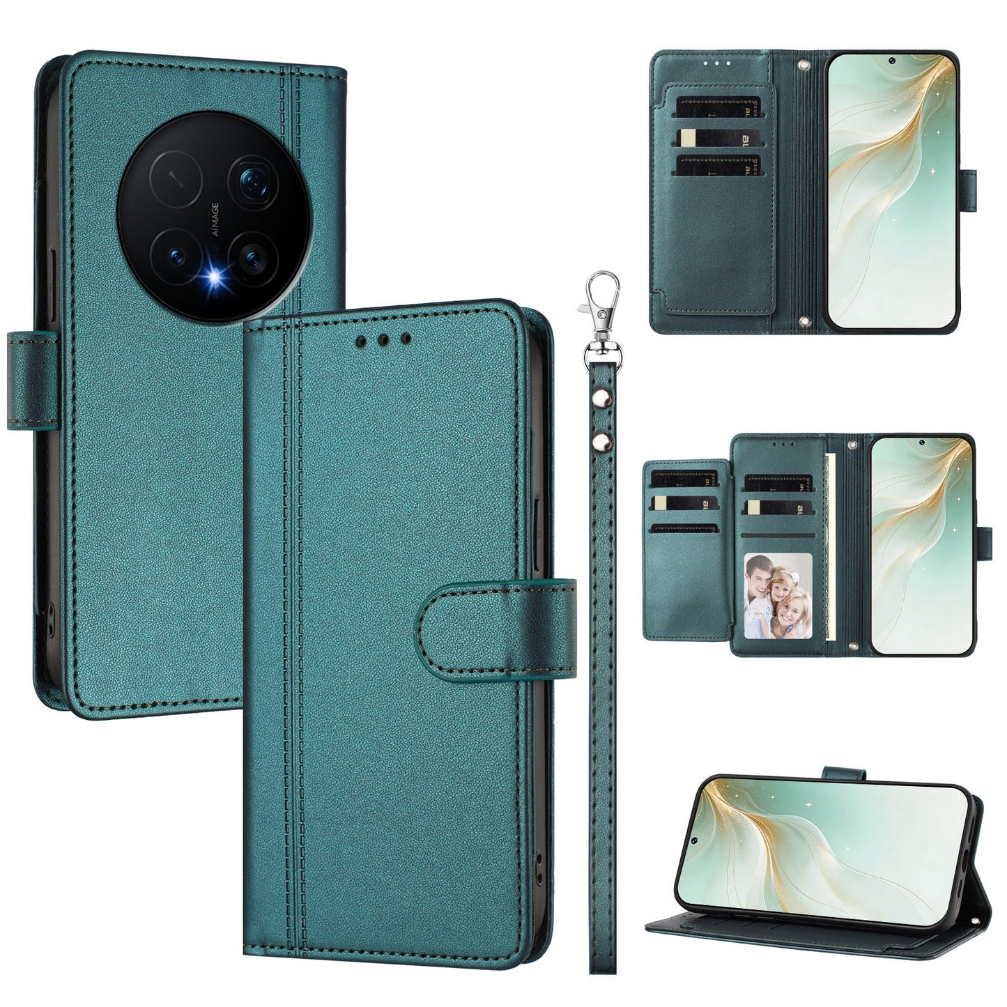 For Honor Magic8 Pro 5G Case 9 Card Slots PU Leather Flip Wallet Phone Cover with Hand Strap