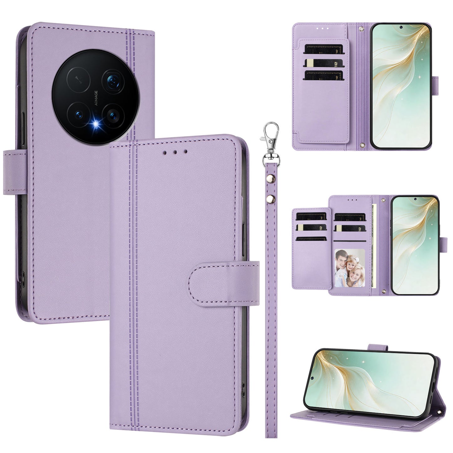 For Honor Magic8 Pro 5G Case 9 Card Slots PU Leather Flip Wallet Phone Cover with Hand Strap