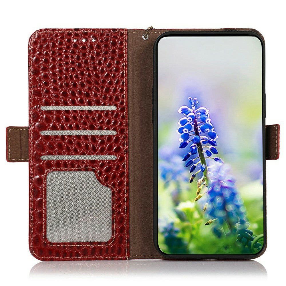 For Xiaomi 17T Case RFID Blocking Wallet Crocodile Texture Genuine Cow Leather Phone Cover