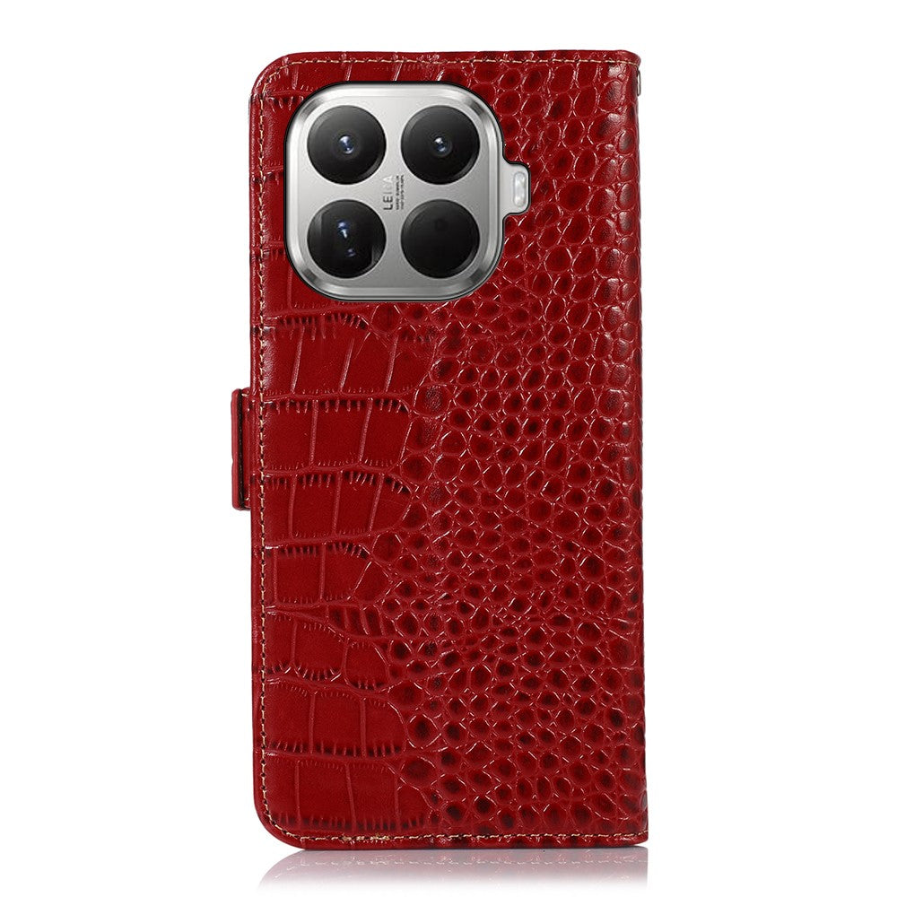 For Xiaomi 17T Case RFID Blocking Wallet Crocodile Texture Genuine Cow Leather Phone Cover