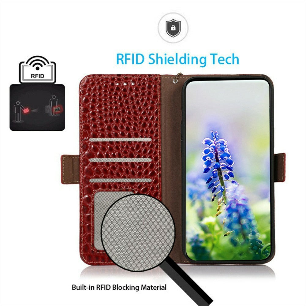 For Xiaomi 17T Pro Case RFID Blocking Wallet Crocodile Texture Genuine Cow Leather Phone Cover