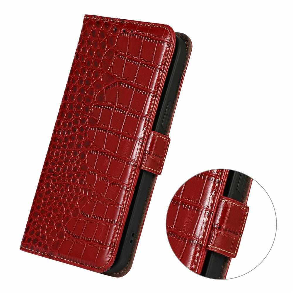 For Xiaomi 17T Pro Case RFID Blocking Wallet Crocodile Texture Genuine Cow Leather Phone Cover
