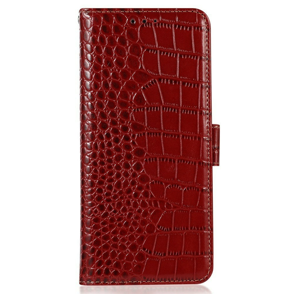 For Xiaomi 17T Pro Case RFID Blocking Wallet Crocodile Texture Genuine Cow Leather Phone Cover