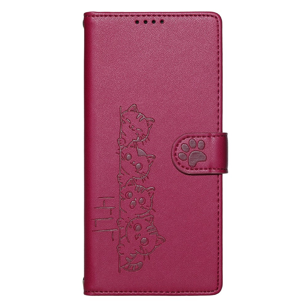 For Google Pixel 10a Case Adorable Cat Pattern PU Leather Wallet Phone Cover with Wrist Strap
