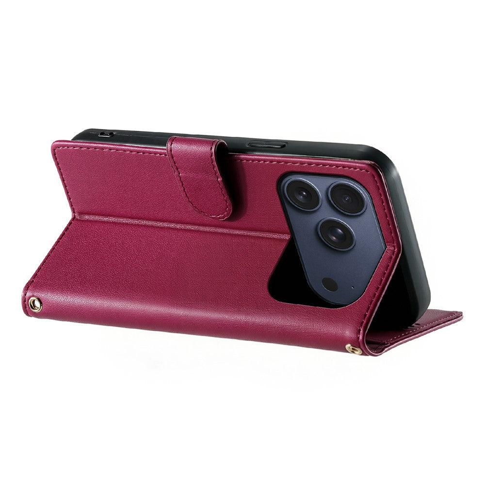 For iPhone 18 Pro / 17 Pro Case Adorable Cat Pattern PU Leather Wallet Phone Cover with Wrist Strap