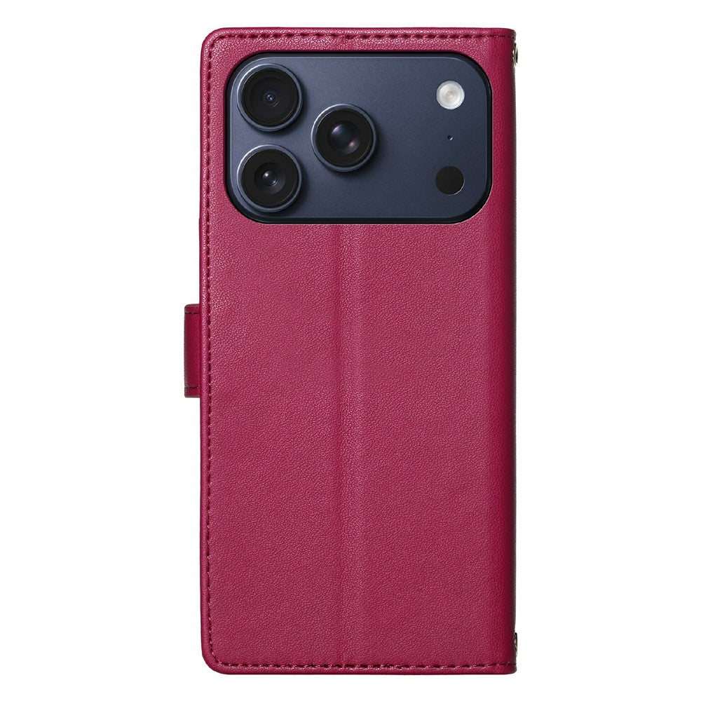 For iPhone 18 Pro / 17 Pro Case Adorable Cat Pattern PU Leather Wallet Phone Cover with Wrist Strap