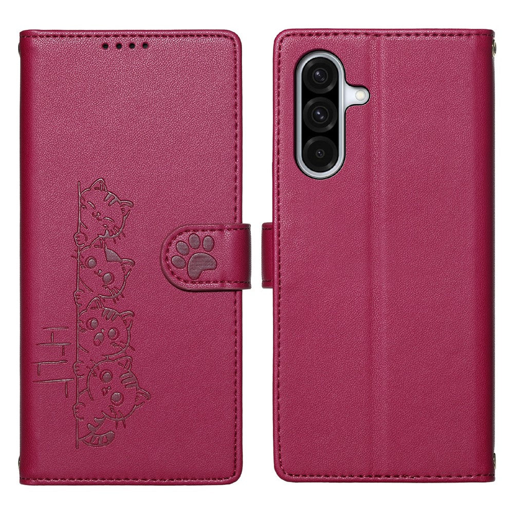 For Samsung Galaxy A37 5G Case Adorable Cat Pattern PU Leather Wallet Phone Cover with Wrist Strap