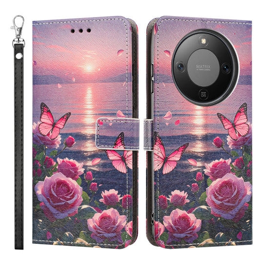 Honor X70 5G / Honor X9d 5G / Honor Magic8 Lite 5G Wallet-Handyhülle – mit Musterdruck, PU-Leder, Flip-- mit Handschlaufe